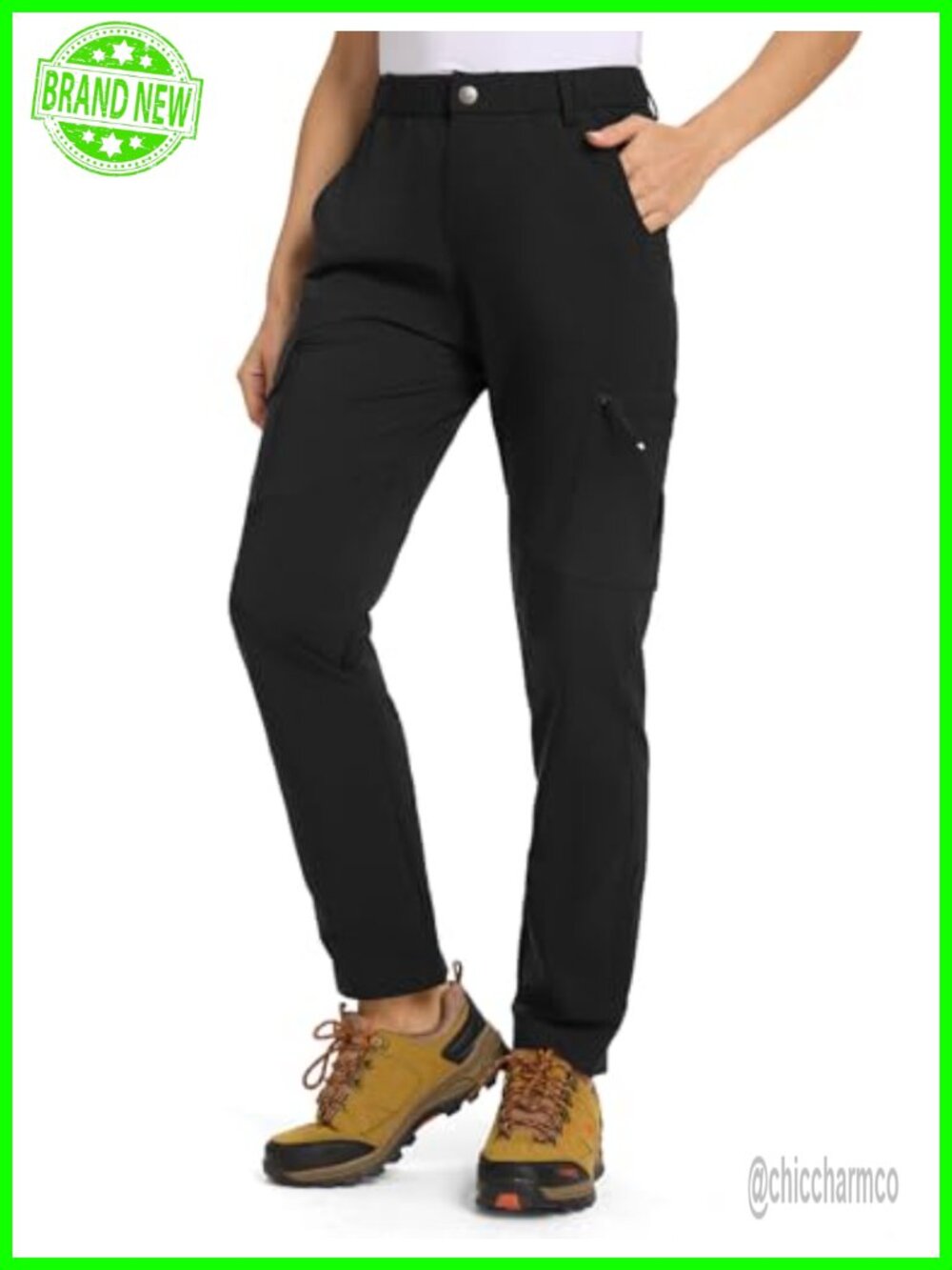Women's Hiking Cargo Pants Lightweight Water Resistant Quick Dry with 6 Pockets